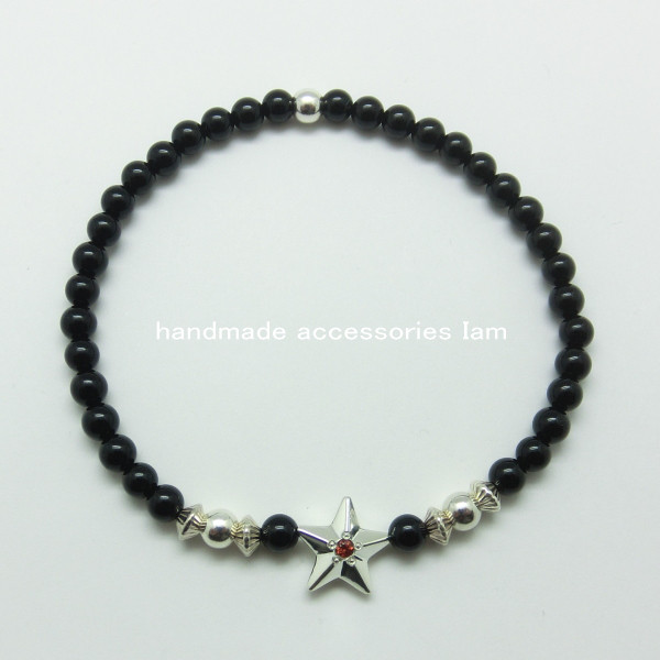 受注生産商品　ガーネット　実りのスタッズスター　オニキス ブレスレット　シルバー925　IB0166g