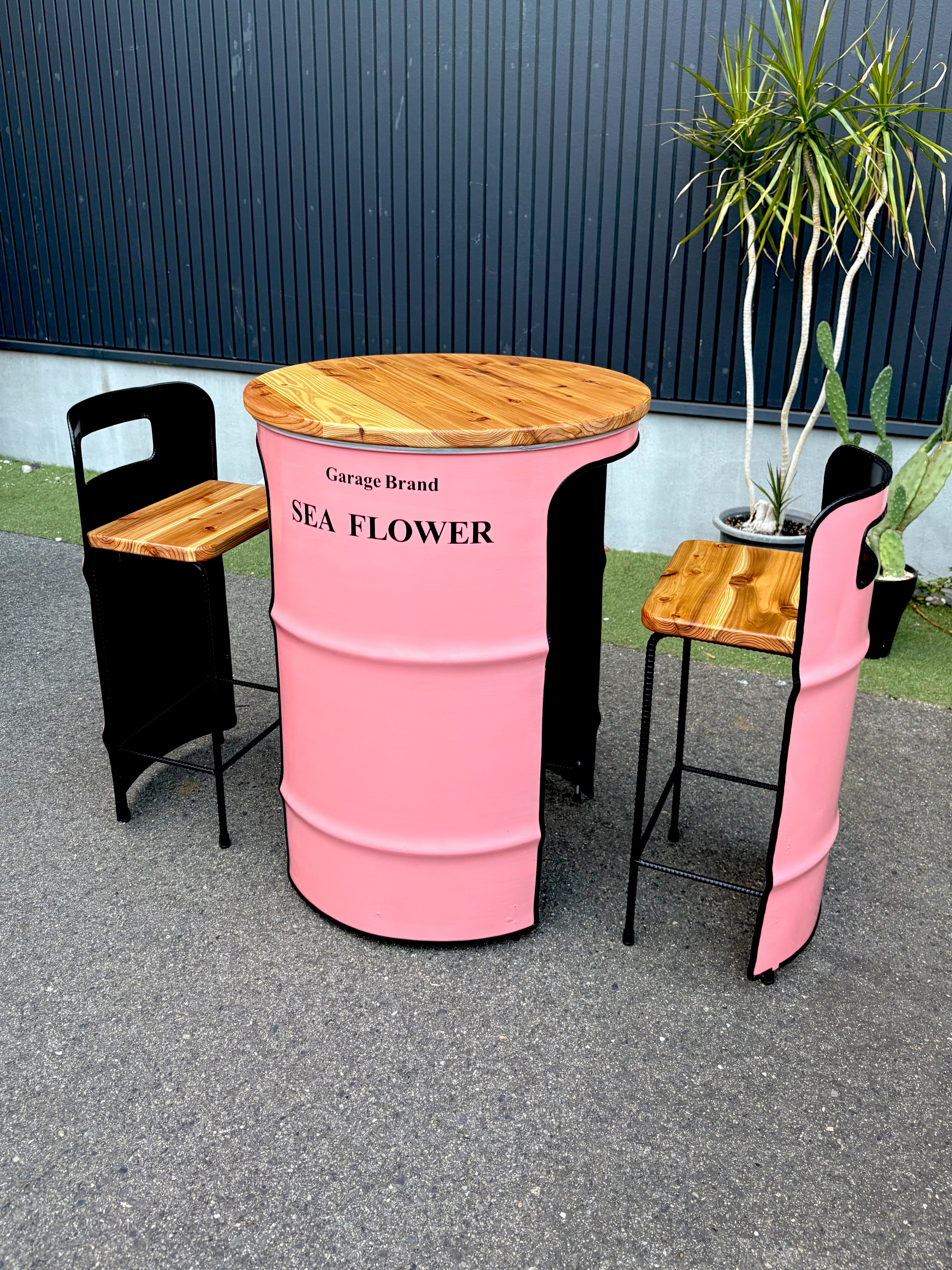 ドラム缶リメイクテーブル＆inチェア　セット