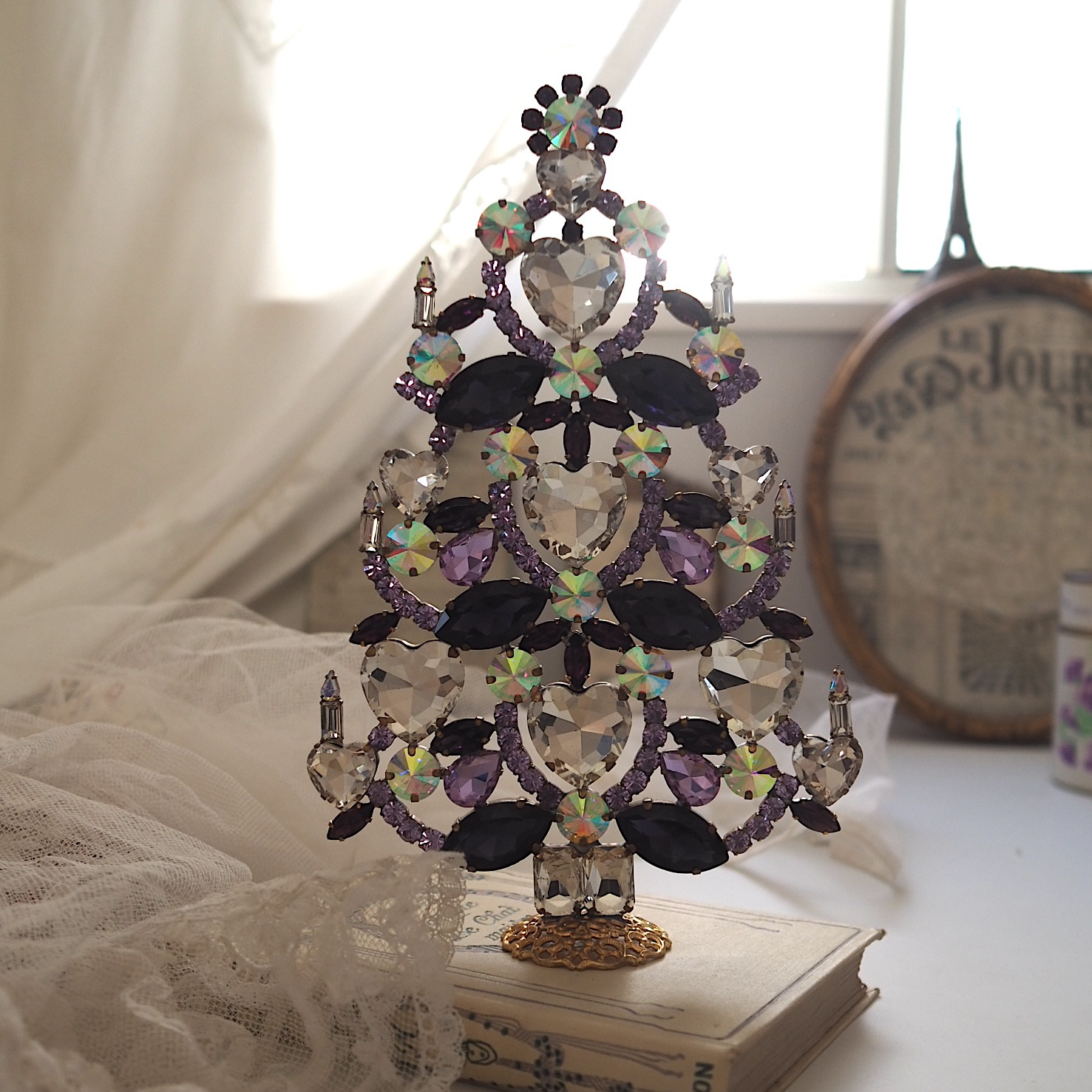 チェコガラスツリーviolet dropXheart