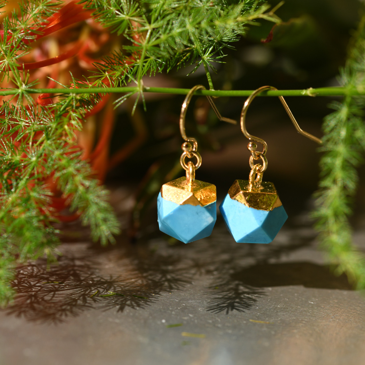 ターコイズ 天然石 ピアス / イヤリング 金属アレルギー対応 アクセサリー [No.250]