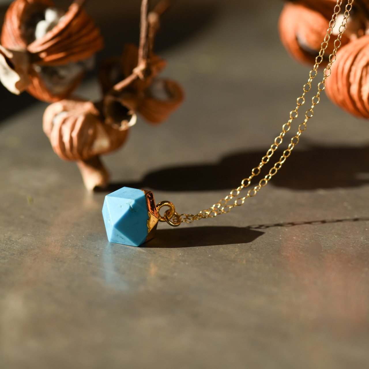 ターコイズの天然石14kgfネックレス アクセサリー [No.185]