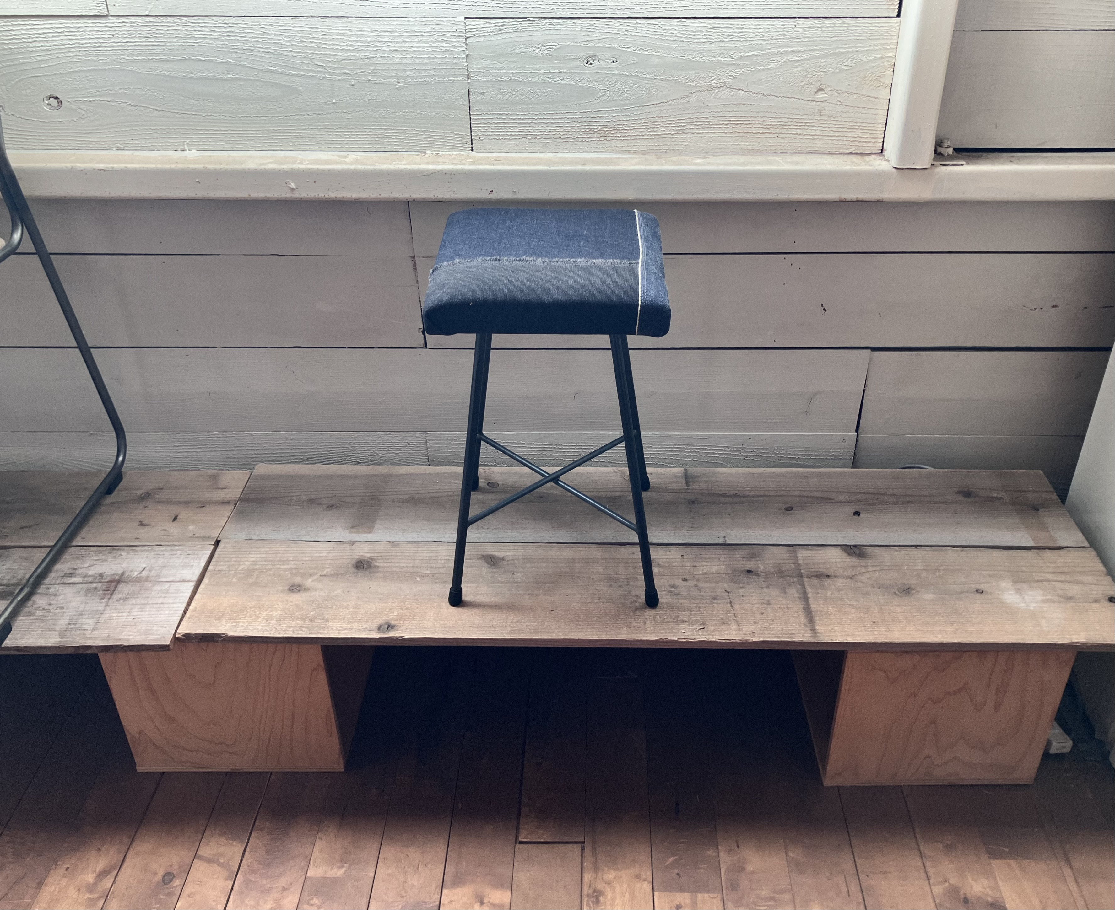 デニムパッチワークスツール/一点ものセール品　高さ２パターン