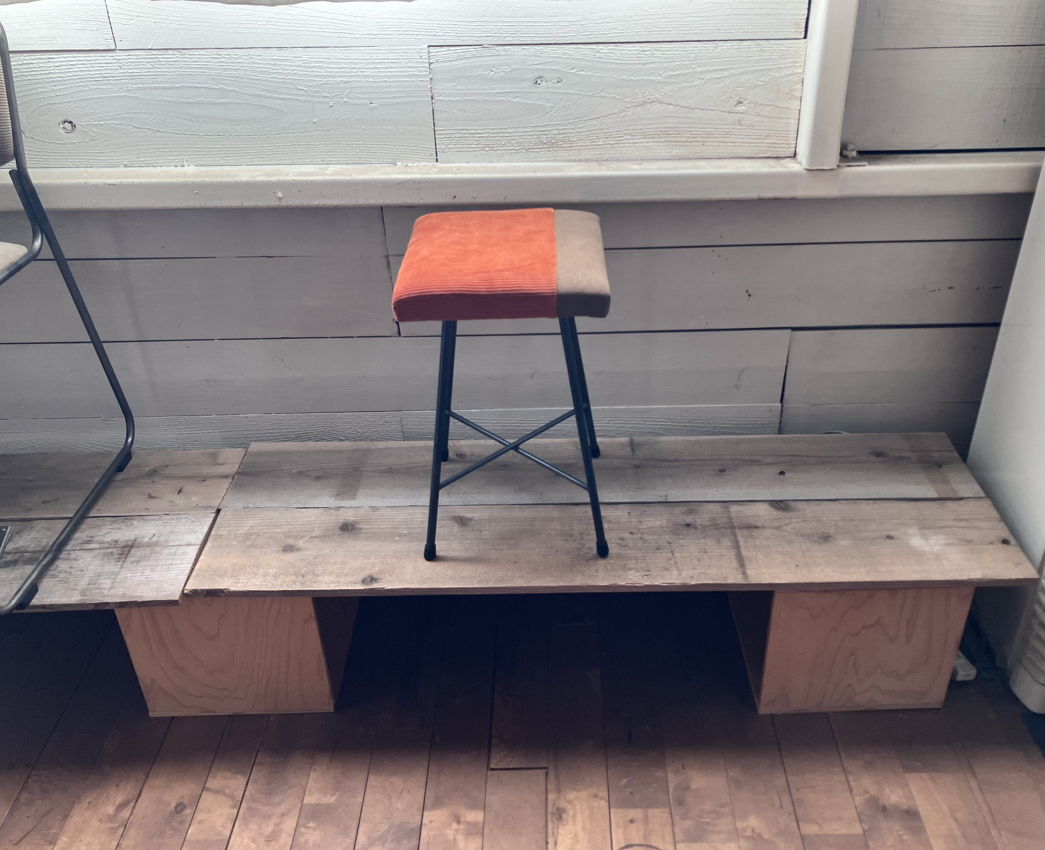 デニムパッチワークスツール/一点ものセール品　高さ２パターン