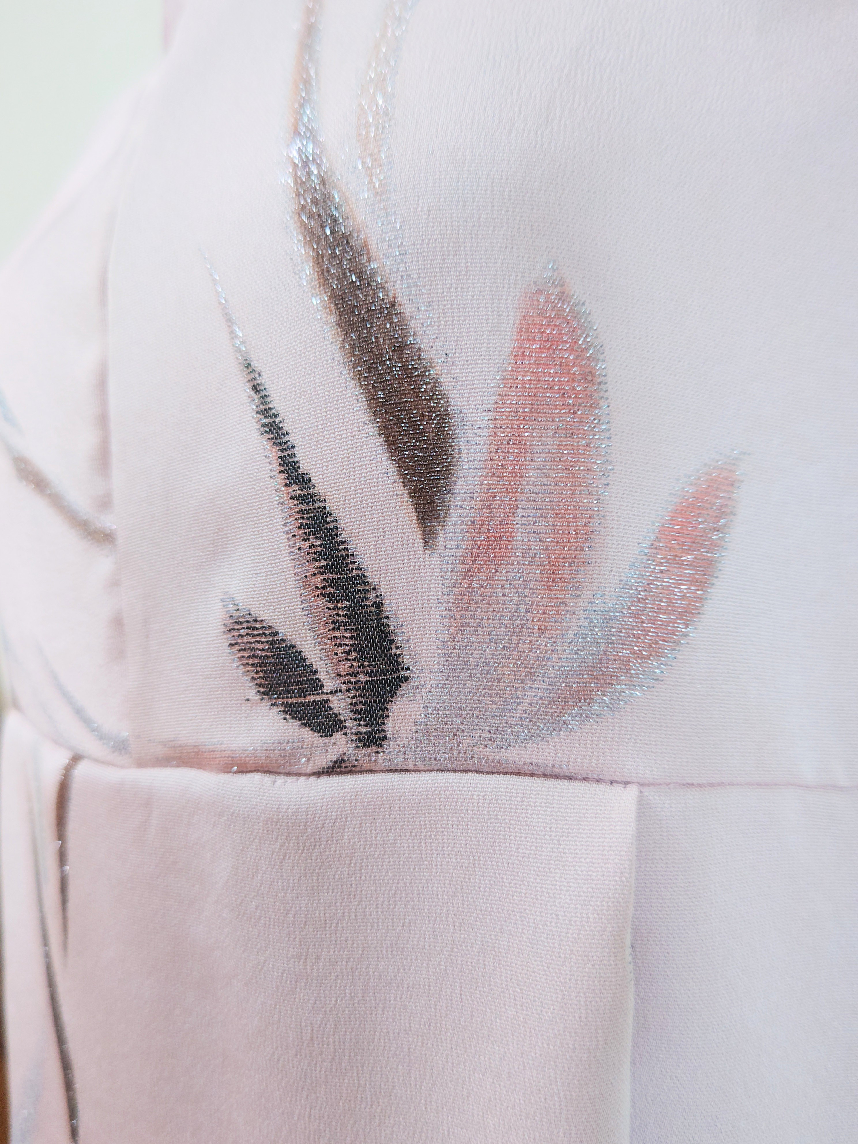 着物リメイク　ワンピース　シルバーグリッター