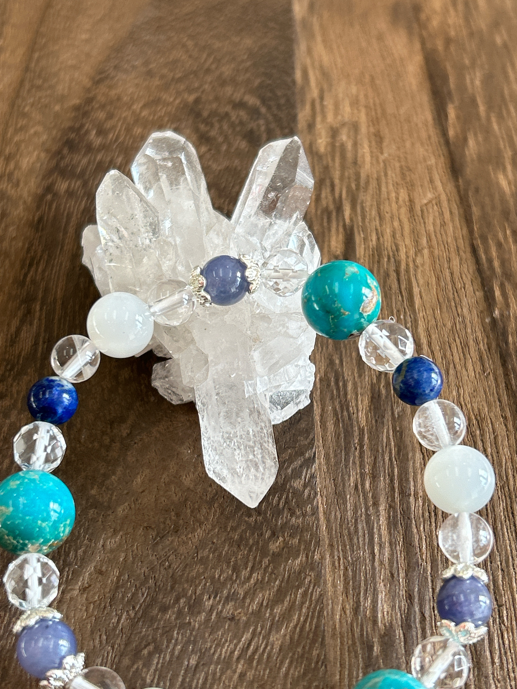 【ターコイズ♪12月誕生石】お守りブレスレット♪六芒星♪細身♪天然石ブレスレット♪送料無料♪