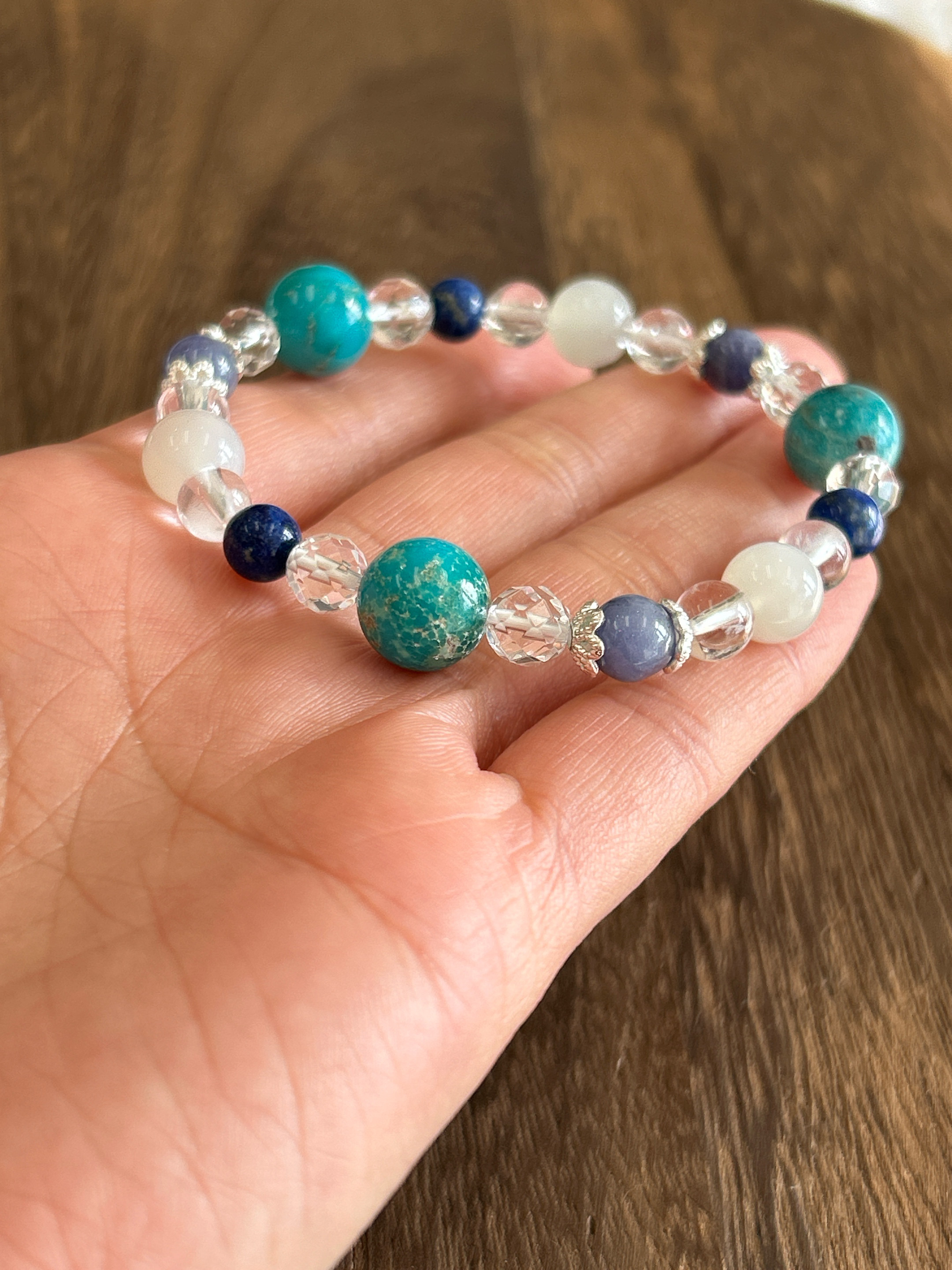 【ターコイズ♪12月誕生石】お守りブレスレット♪六芒星♪細身♪天然石ブレスレット♪送料無料♪