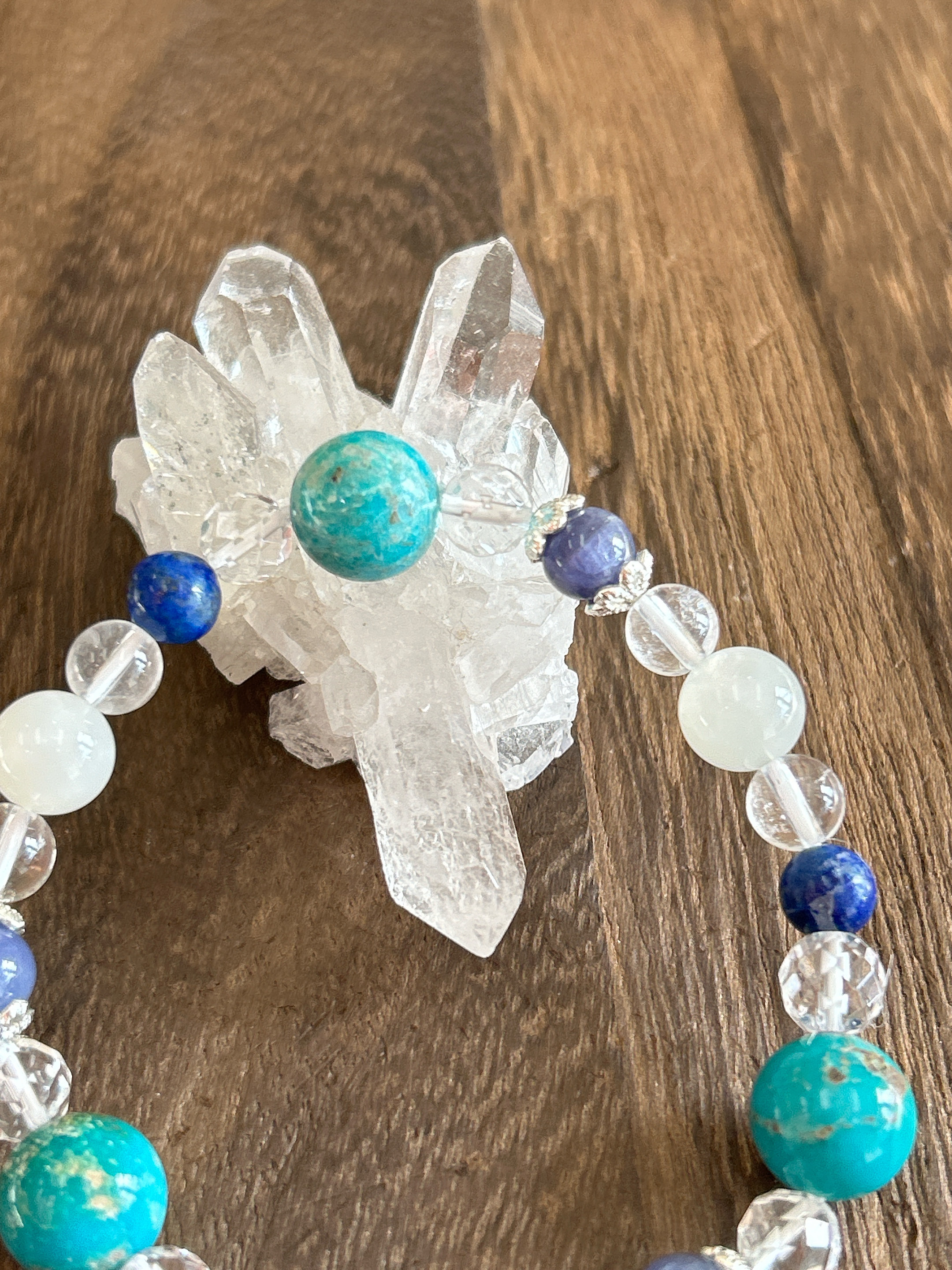 【ターコイズ♪12月誕生石】お守りブレスレット♪六芒星♪細身♪天然石ブレスレット♪送料無料♪