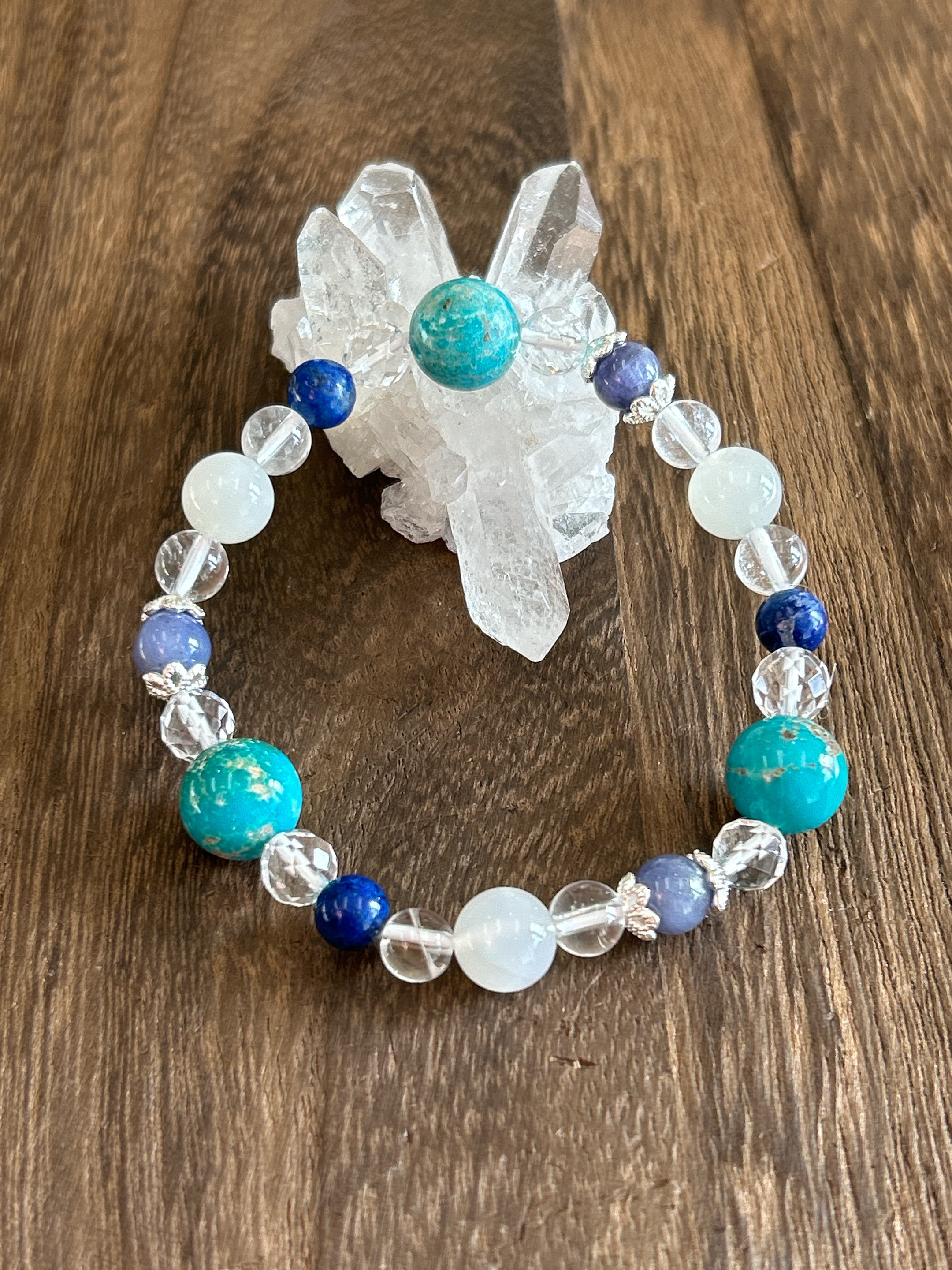 【ターコイズ♪12月誕生石】お守りブレスレット♪六芒星♪細身♪天然石ブレスレット♪送料無料♪