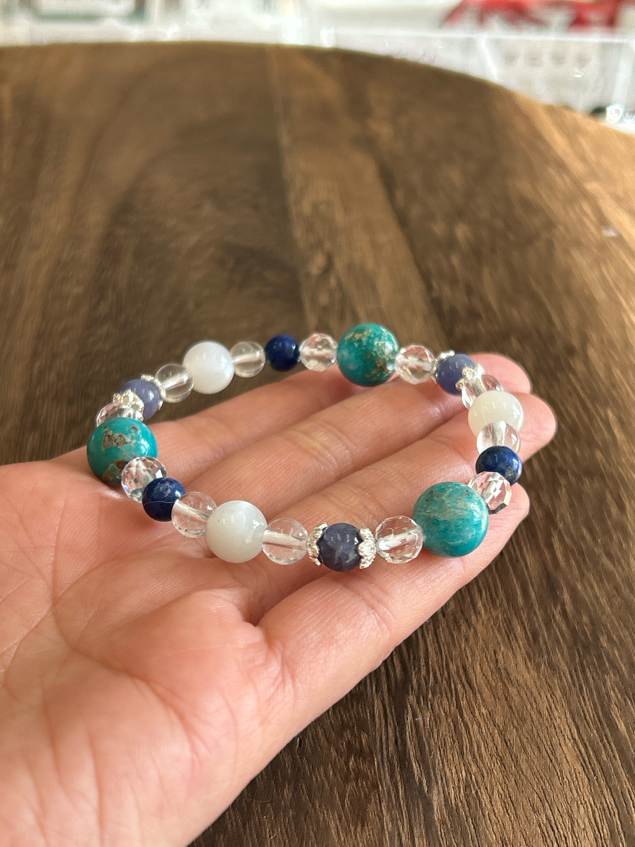 【ターコイズ♪12月誕生石】お守りブレスレット♪六芒星♪細身♪天然石ブレスレット♪送料無料♪