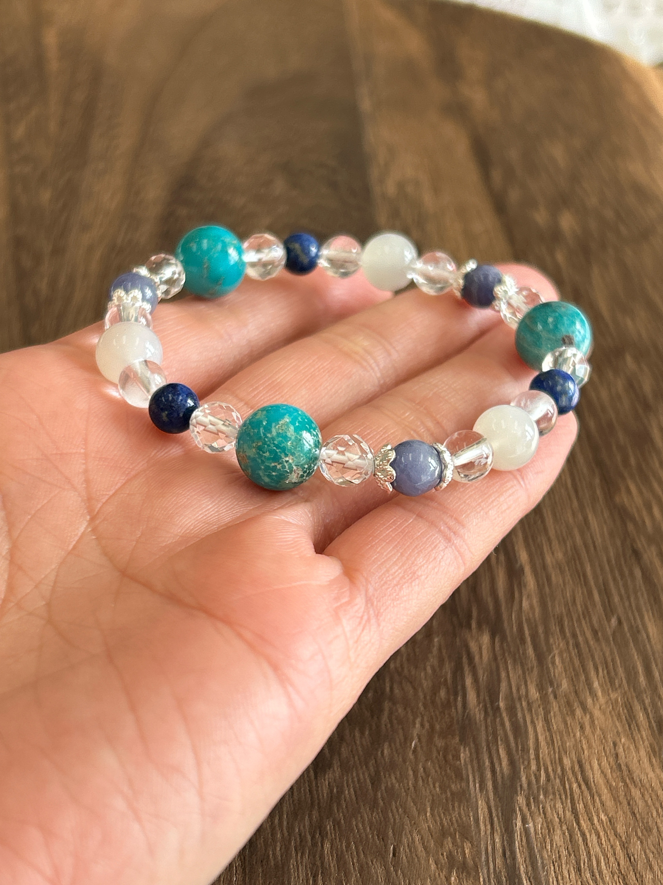 【ターコイズ♪12月誕生石】お守りブレスレット♪六芒星♪細身♪天然石ブレスレット♪送料無料♪