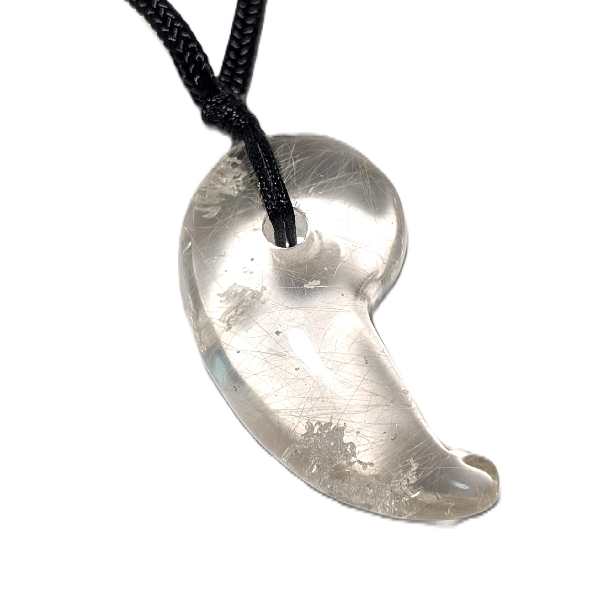 【金線入り水晶】ゴールドルチル 勾玉 ネックレス 紐付き 透明感◎ お守り 天然石 プレゼント ギフト 贈り物