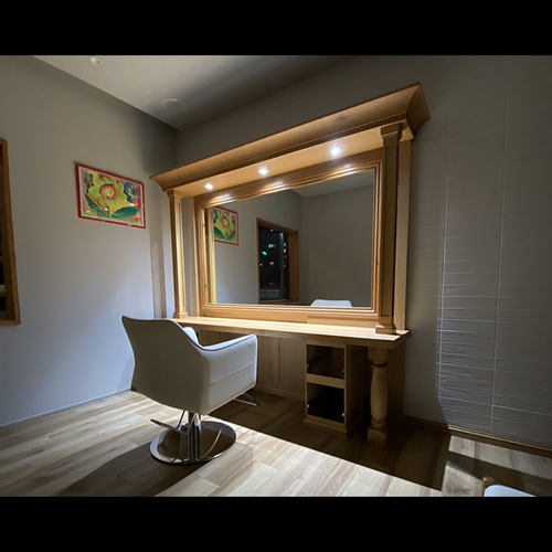 美容室　美容師　両面セット面　ドレッサー　美容院 ヘアサロン |美容室 |セット面 |ミラー |ドレッサー | ウッド