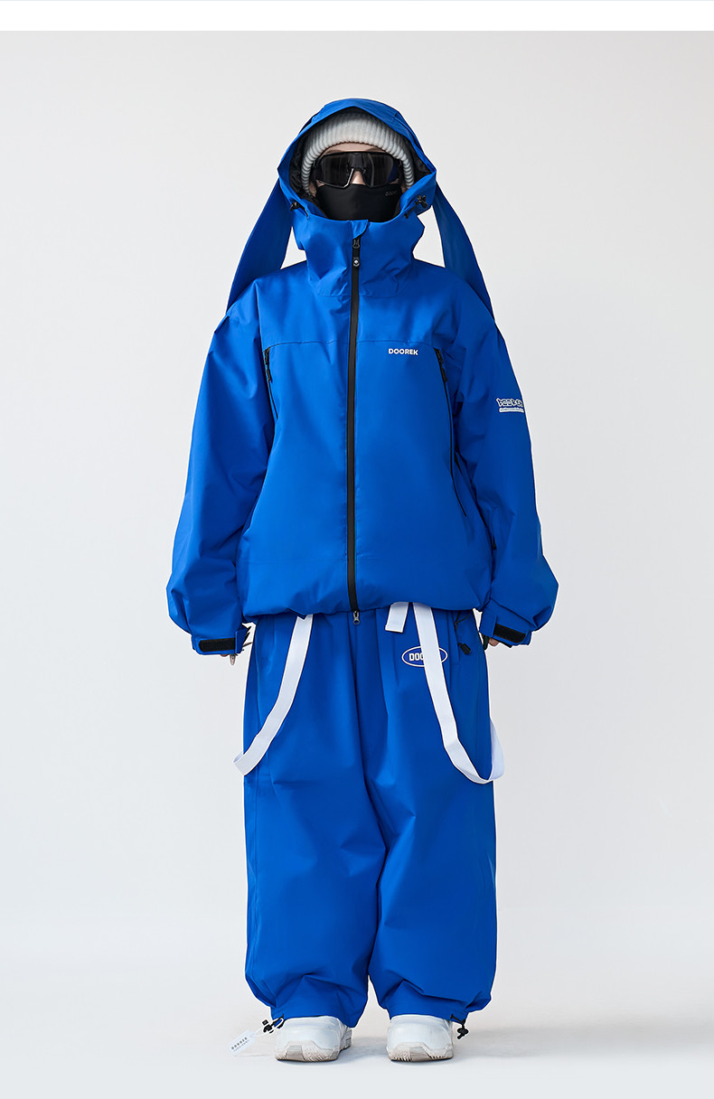 25-26 スノボウェア 上下セット 兎耳 青 綿入り 3L メンズ レディース ジャケット パンツ SK056