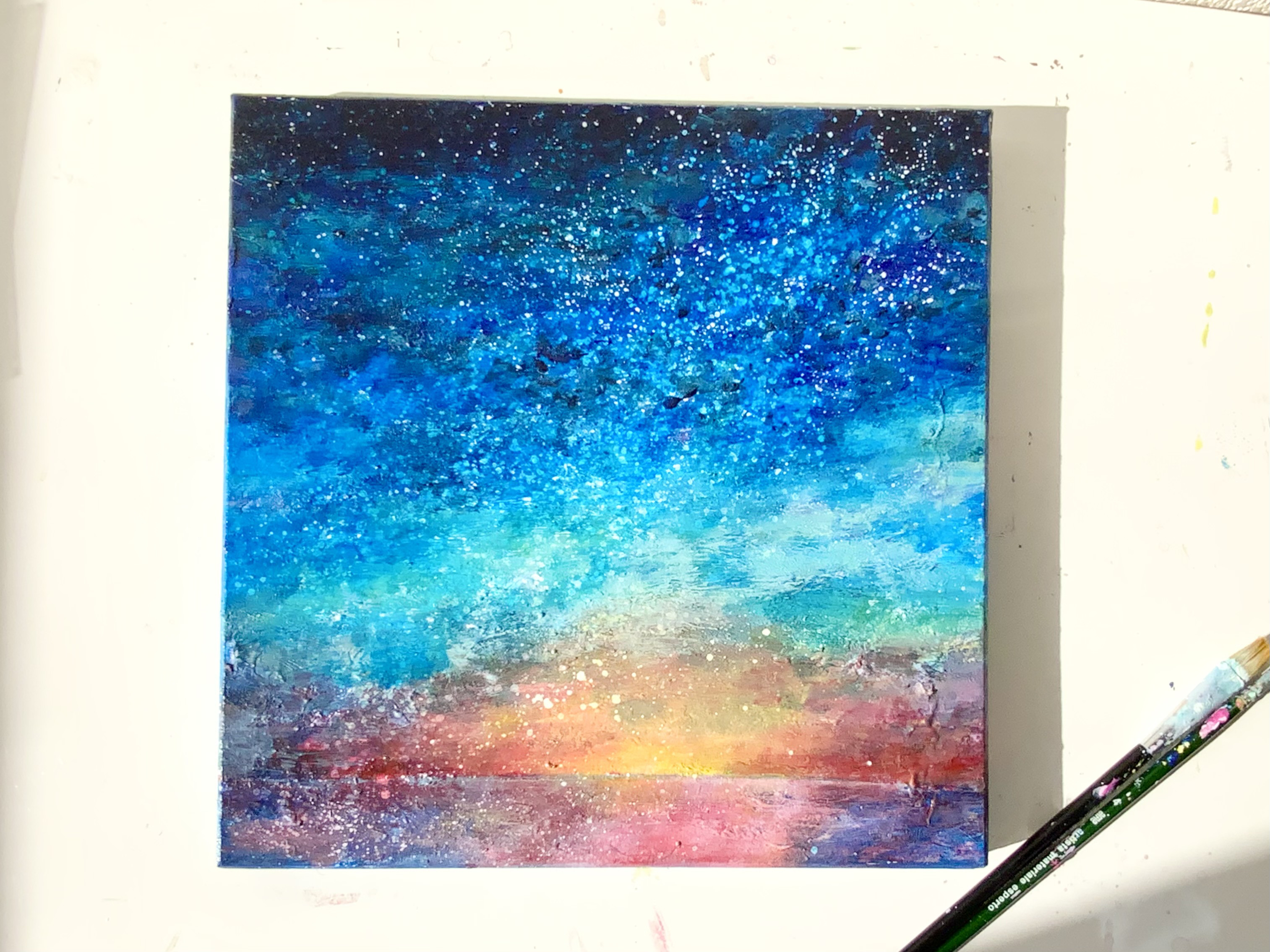青紫色のアガベの絵画（金色フレーム）