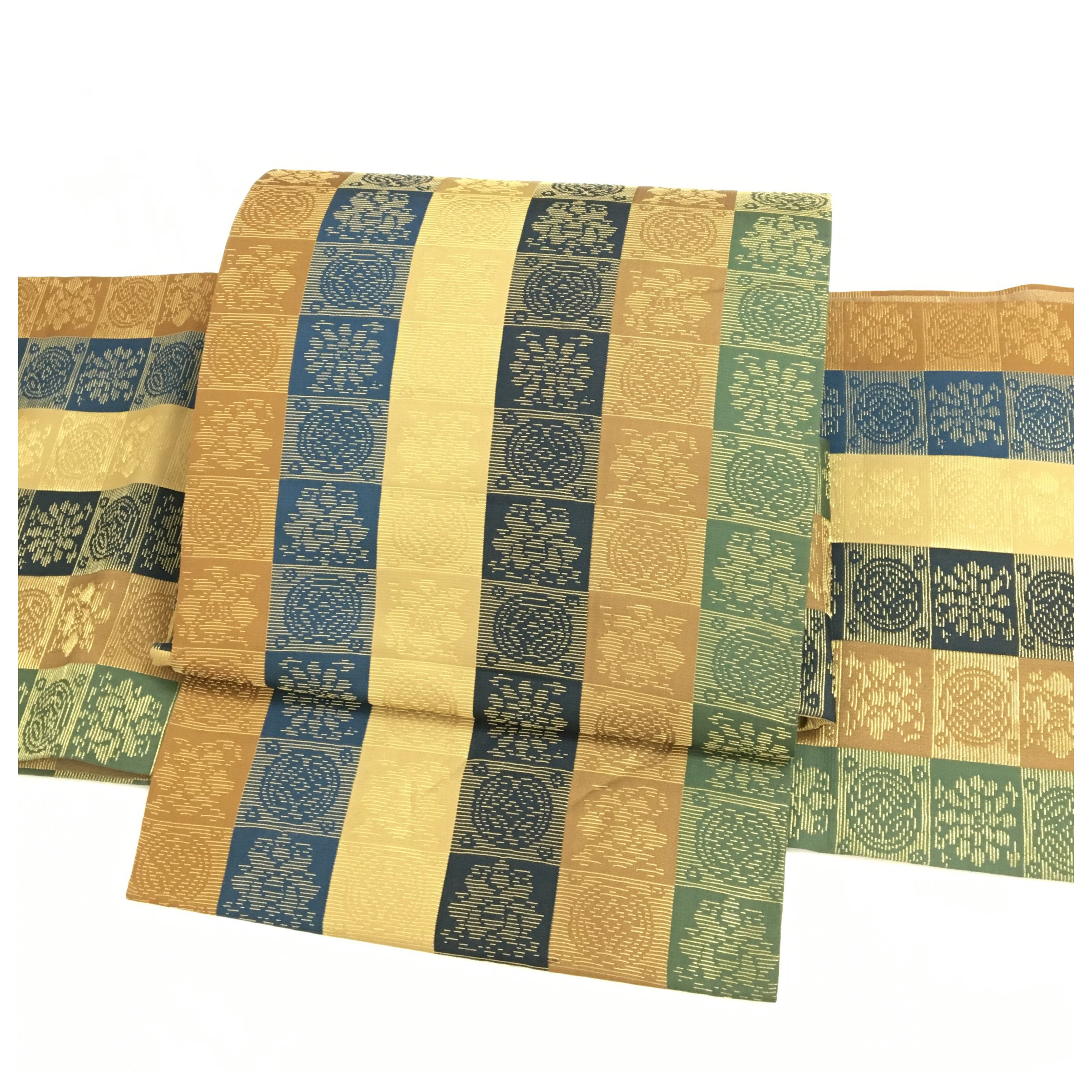 美品　付け帯　簡単装着　楽帯　正絹　名古屋帯　織柄　二部式　中古品