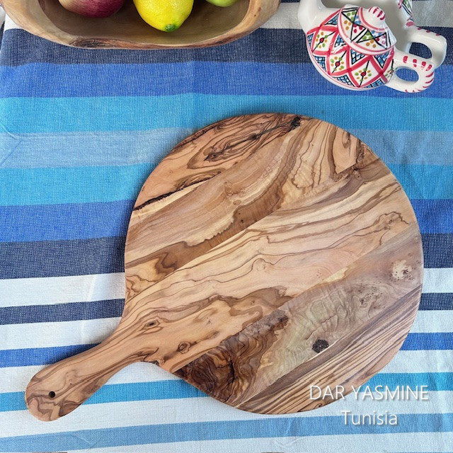 オリーブの木　ピザボード　つぎはぎの人生　約φ32.5cm