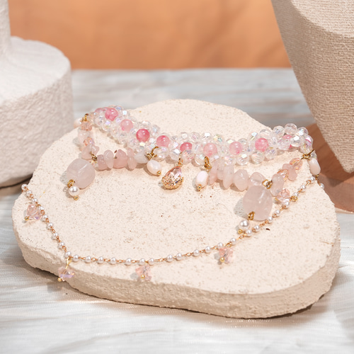 限定一点もの】ヴェルサイユの薔薇 ローズクォーツとペルシャジェイド