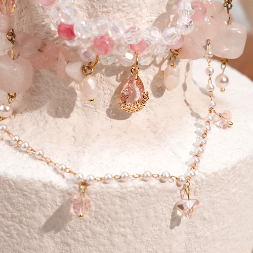 限定一点もの】ヴェルサイユの薔薇 ローズクォーツとペルシャジェイド