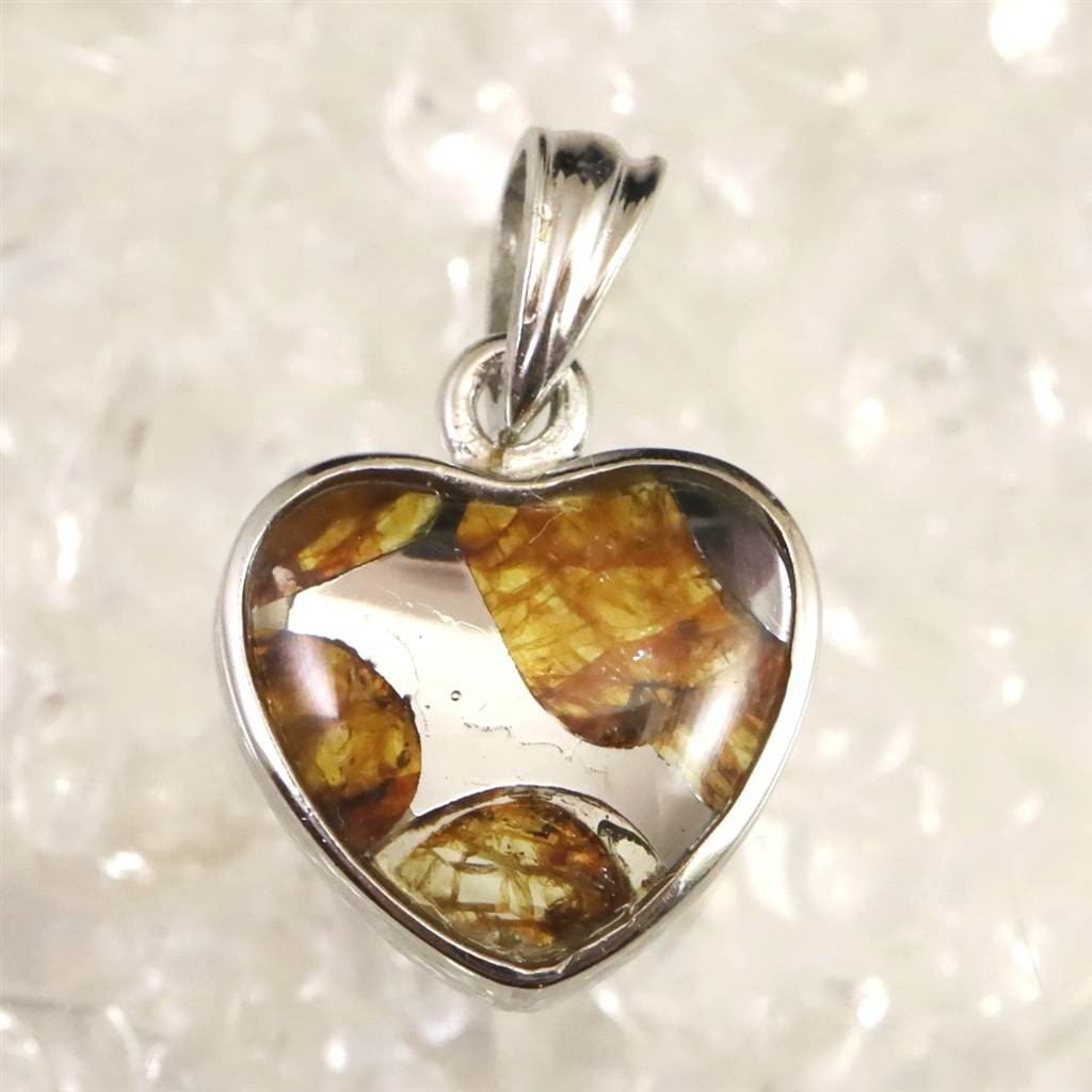 ロシア産　パラサイト隕石　12mmハート　ペンダント 2.37g #55958