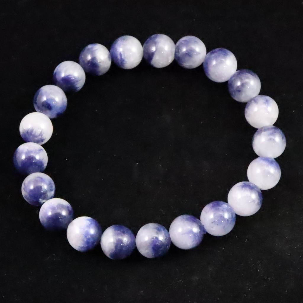 デュモルチェライトインクォーツ 9mm玉　ブレスレット 22.5g #71552