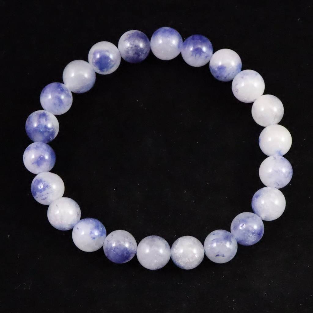 デュモルチェライトインクォーツ 8.5mm玉　ブレスレット 19.3g #19922