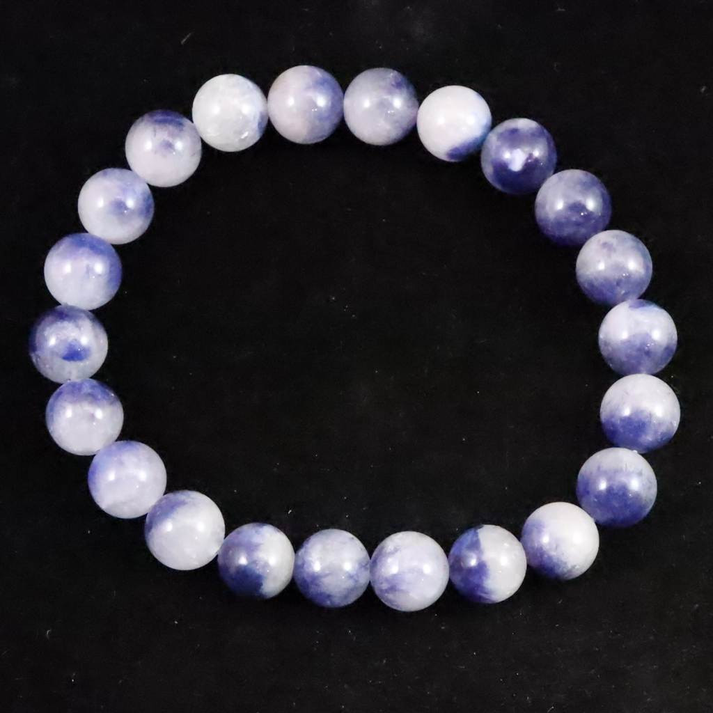 デュモルチェライトインクォーツ 8.5mm玉　ブレスレット 20.0g #36980