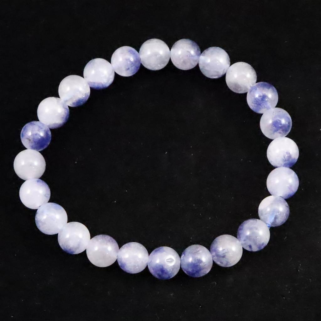 デュモルチェライトインクォーツ 7.5mm玉　ブレスレット 15.1g #88621