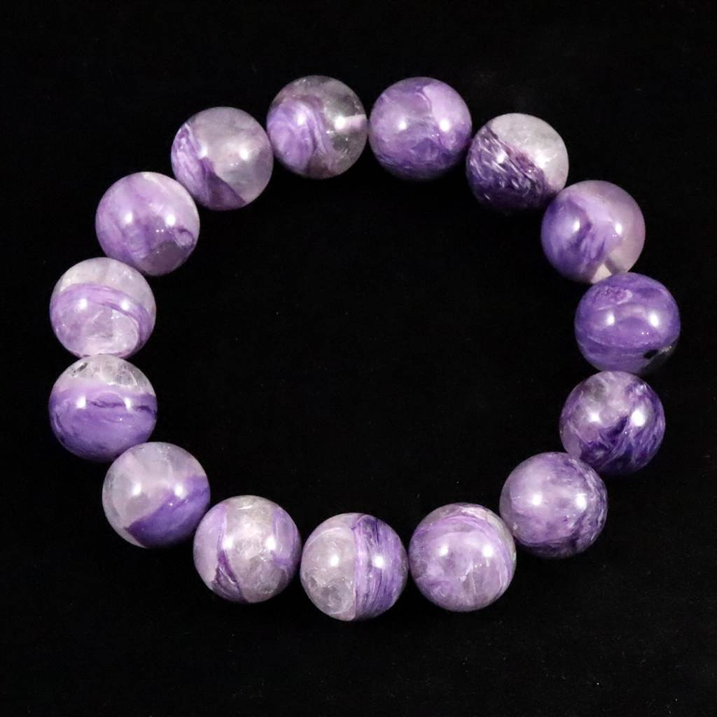 ロシア産 チャロアイト エンジェルシリカ  13.5mmブレスレット 55.4g #21071