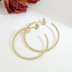 K18ビーズラインフープピアス 即発送可 20251204-99 1枚目の画像