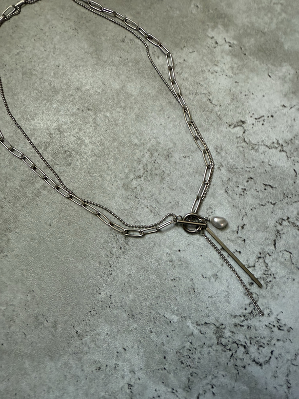 ーrain drop necklaceー　サージカルステンレス　チェーンネックレス　レイヤードネックレス　 8枚目の画像