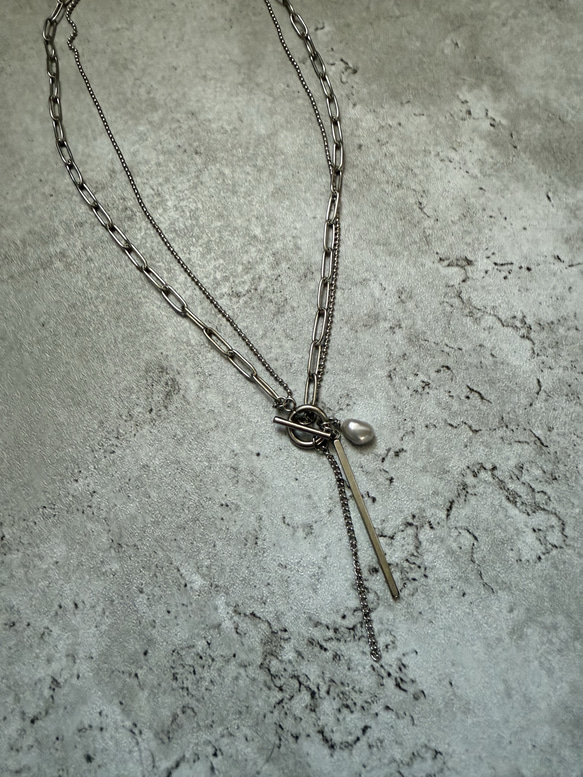 ーrain drop necklaceー　サージカルステンレス　チェーンネックレス　レイヤードネックレス　 5枚目の画像