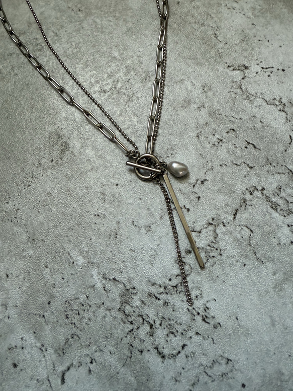 ーrain drop necklaceー　サージカルステンレス　チェーンネックレス　レイヤードネックレス　 6枚目の画像