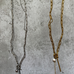 ーrain drop necklaceー　サージカルステンレス　チェーンネックレス　レイヤードネックレス　 1枚目の画像