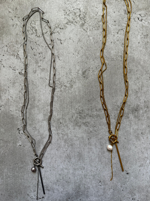 ーrain drop necklaceー　サージカルステンレス　チェーンネックレス　レイヤードネックレス　 1枚目の画像