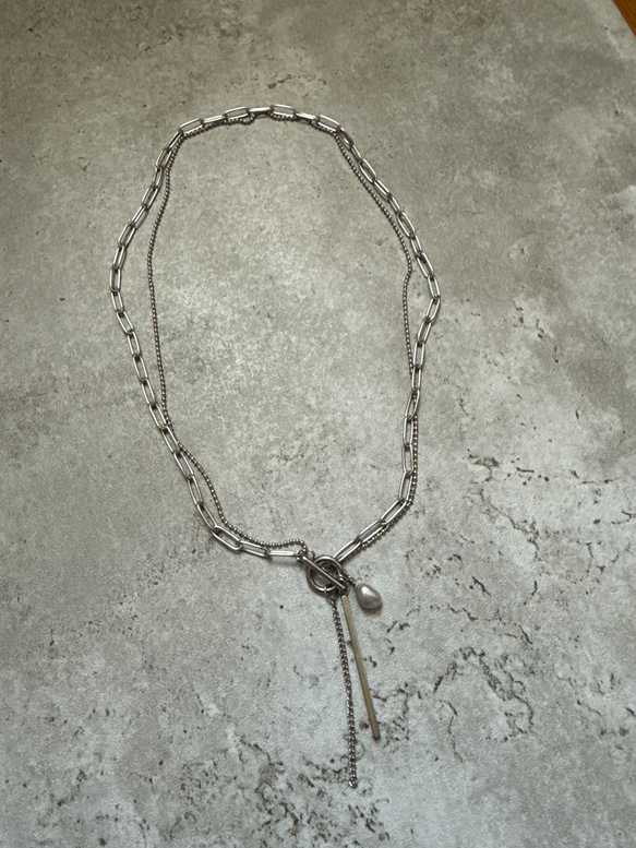 ーrain drop necklaceー　サージカルステンレス　チェーンネックレス　レイヤードネックレス　 3枚目の画像