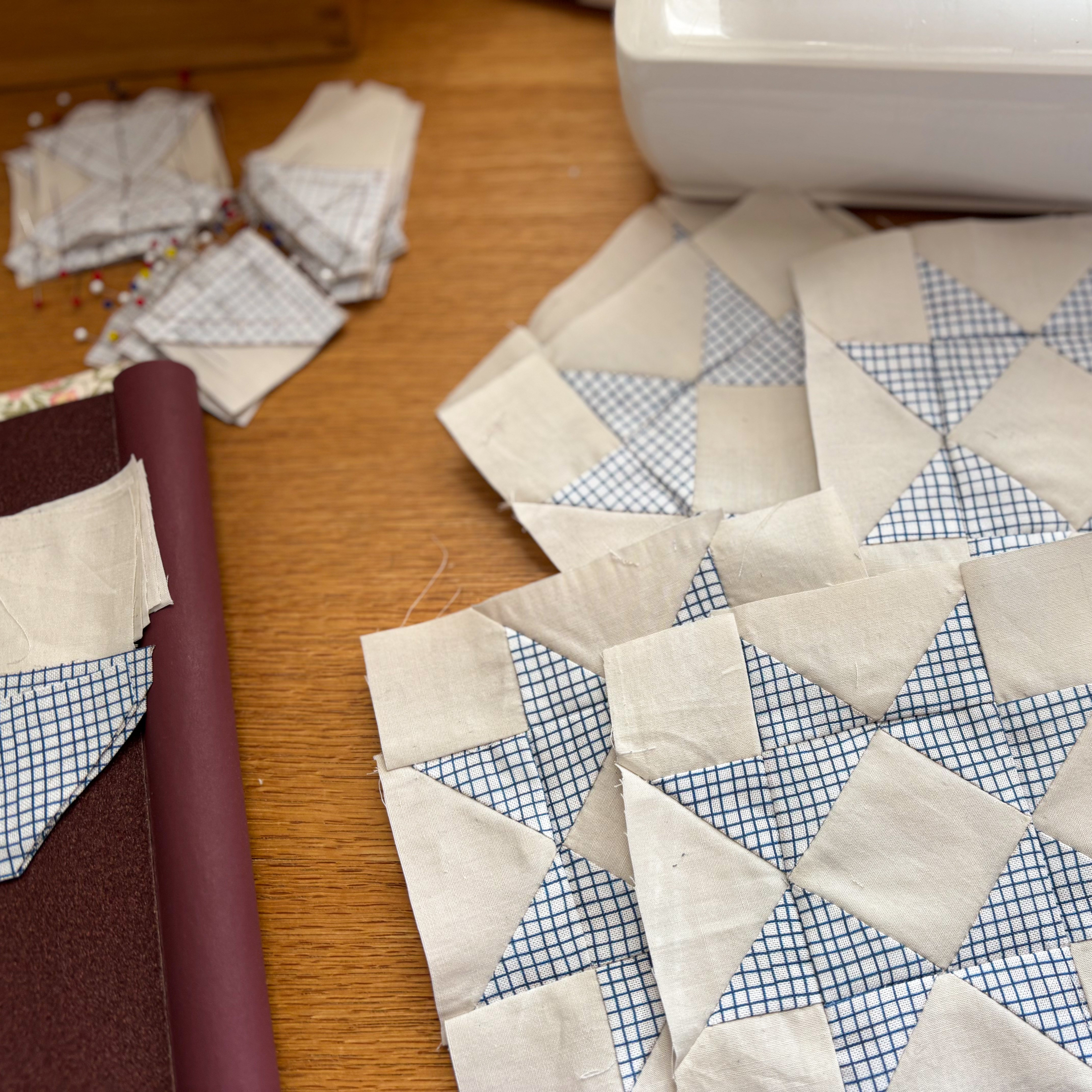 一点ものパッチワークキルト＊冬の星