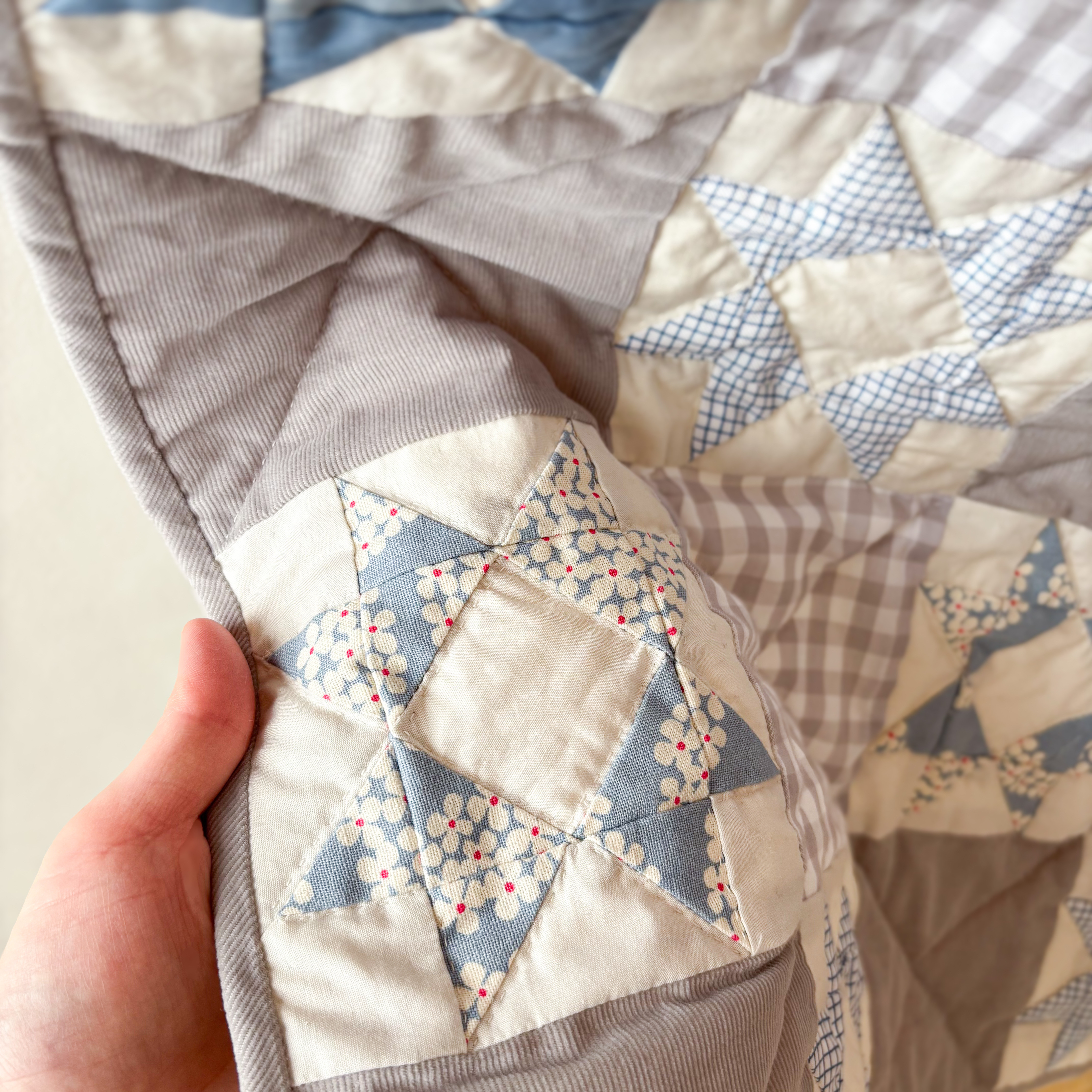 一点ものパッチワークキルト＊冬の星