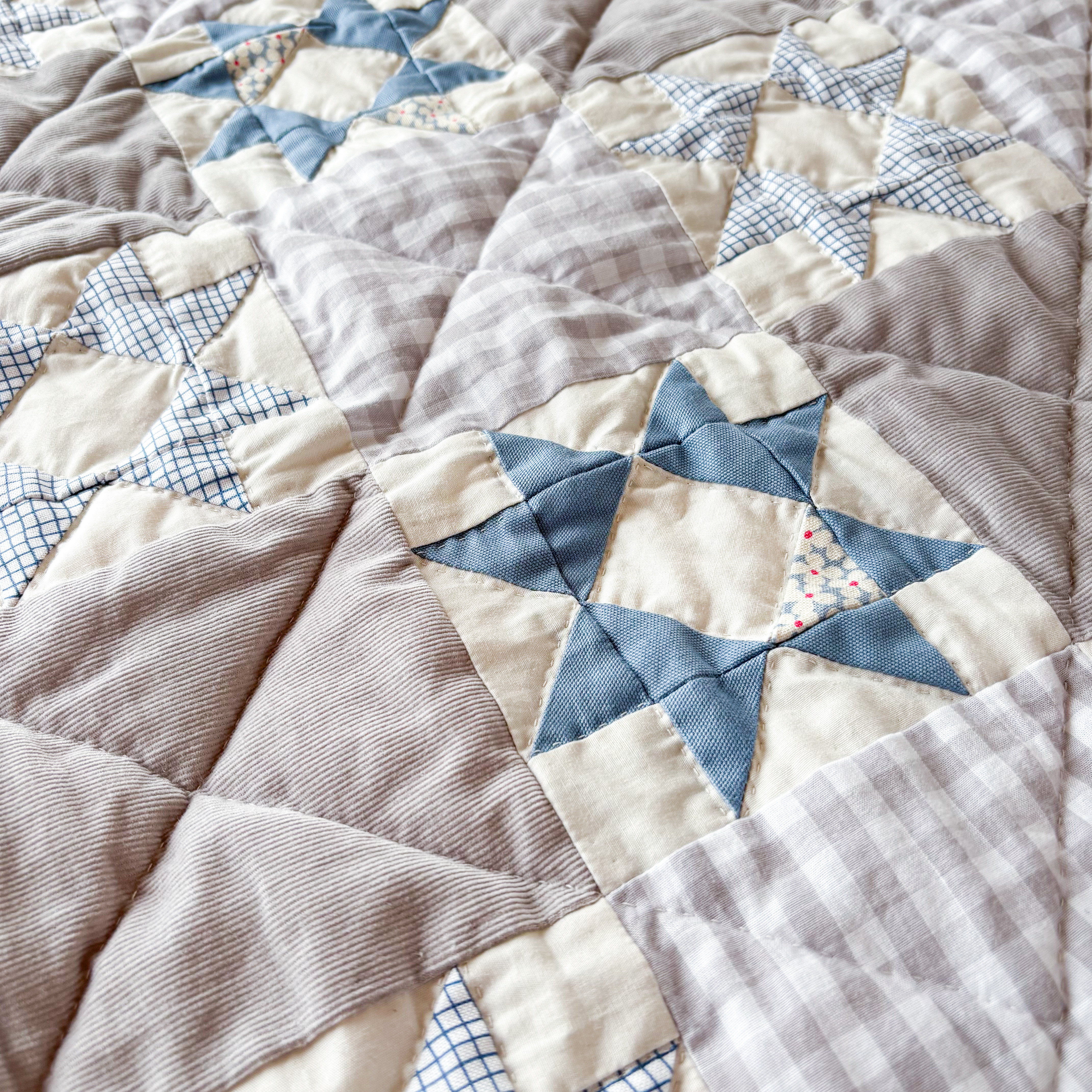 一点ものパッチワークキルト＊冬の星