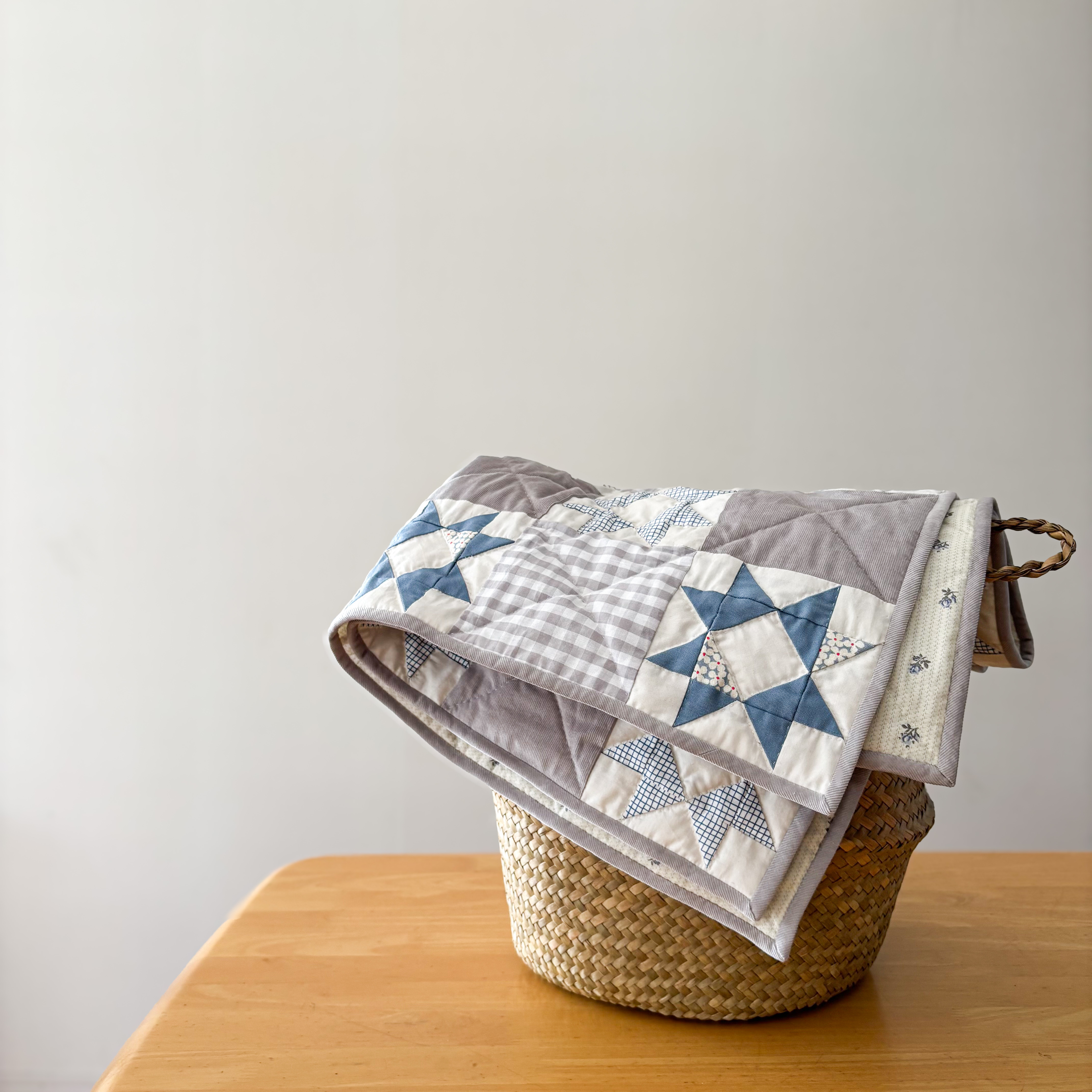 一点ものパッチワークキルト＊冬の星