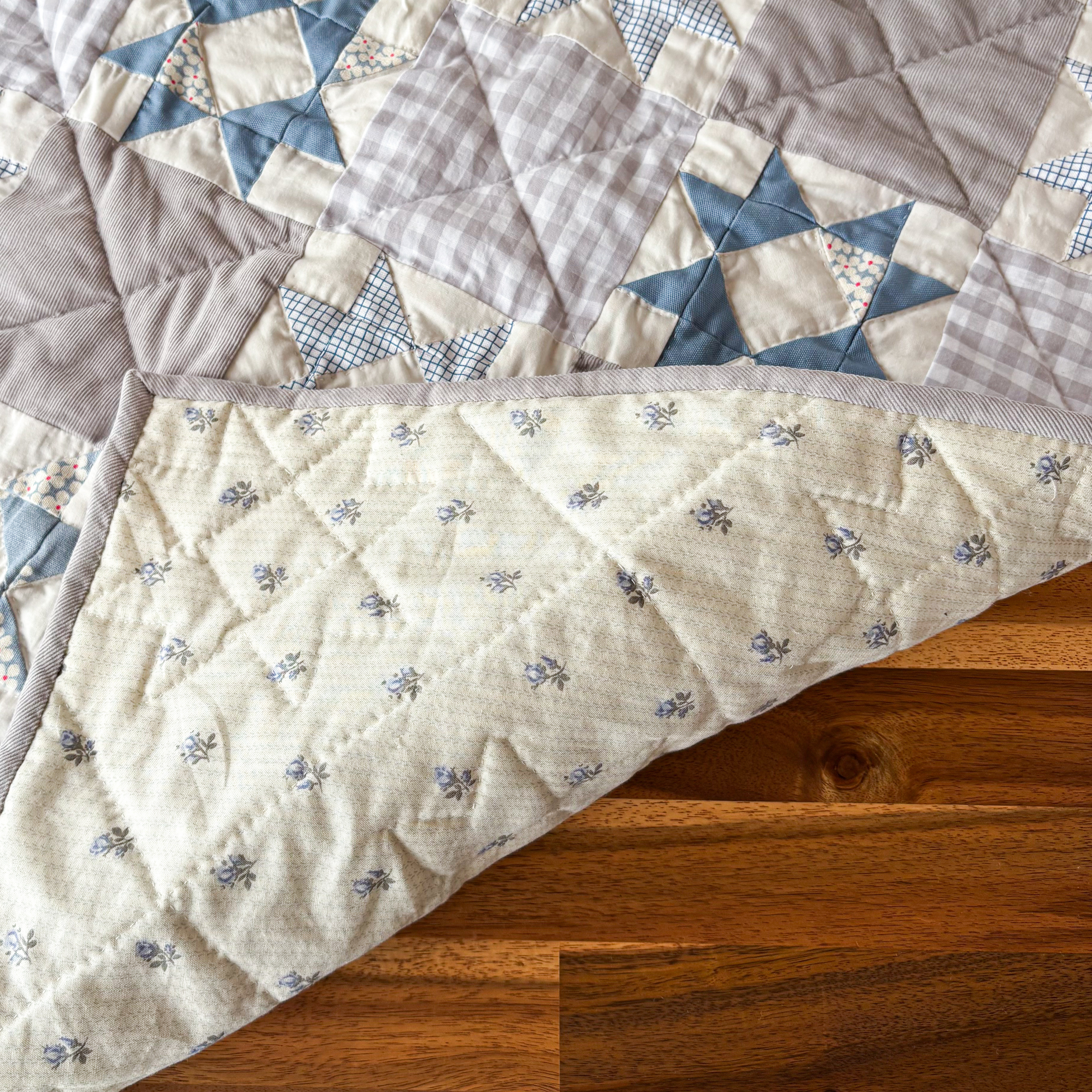 一点ものパッチワークキルト＊冬の星