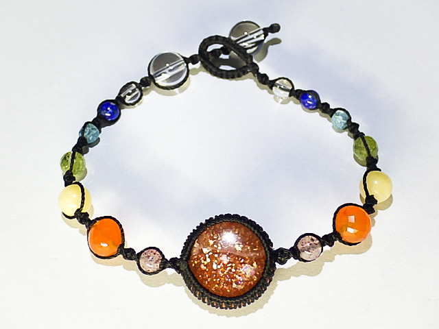 ★レインボーサンストーン★天然石日長石★虹と太陽ブレスレットハンドメイドマクラメ編みセブンチャクラビーズクリスタル 6,764円