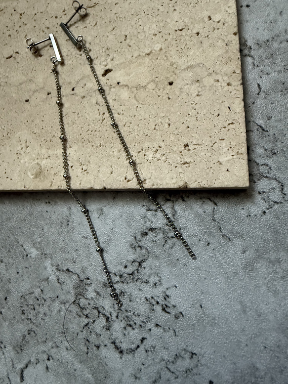 ーDrop Chain pierceー　チェーンピアス　ロングピアス　サージカルステンレス　シルバーアクセサリー 6枚目の画像