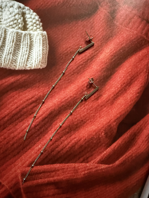 ーDrop Chain pierceー　チェーンピアス　ロングピアス　サージカルステンレス　シルバーアクセサリー 11枚目の画像