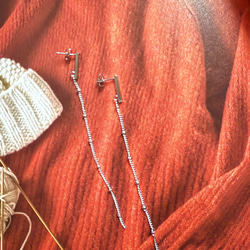 ーDrop Chain pierceー　チェーンピアス　ロングピアス　サージカルステンレス　シルバーアクセサリー 3枚目の画像