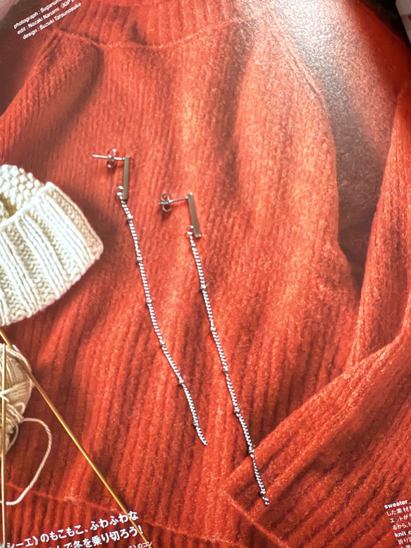 ーDrop Chain pierceー　チェーンピアス　ロングピアス　サージカルステンレス　シルバーアクセサリー 3枚目の画像