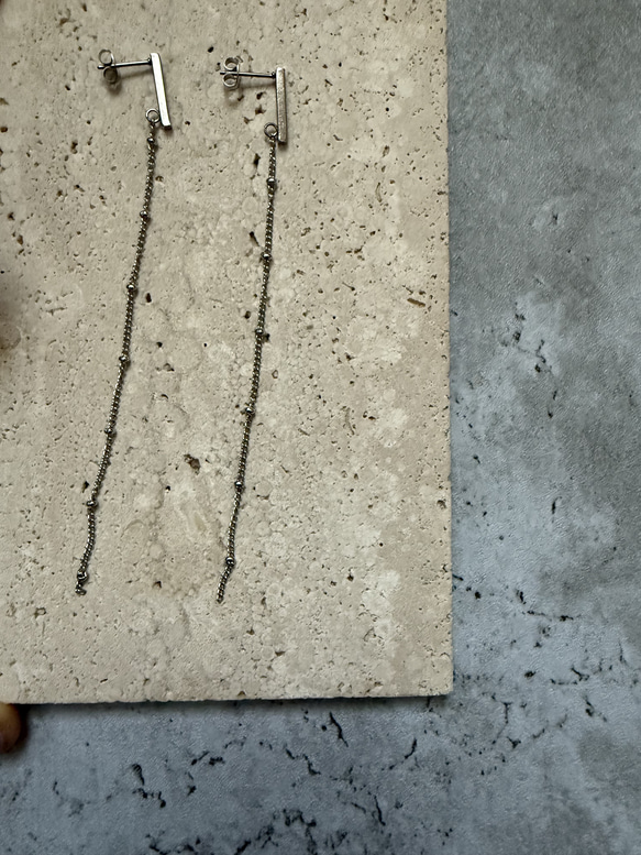 ーDrop Chain pierceー　チェーンピアス　ロングピアス　サージカルステンレス　シルバーアクセサリー 10枚目の画像