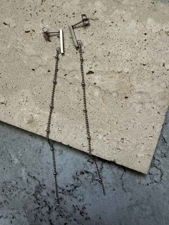 ーDrop Chain pierceー　チェーンピアス　ロングピアス　サージカルステンレス　シルバーアクセサリー 15枚目の画像