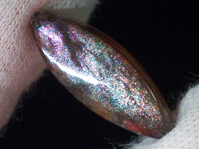 ★レインボーパープルヘイズサンストーン★7.65ct/24.8mm フェルスパー天然石長石マーキーズ裸石ルースカボション