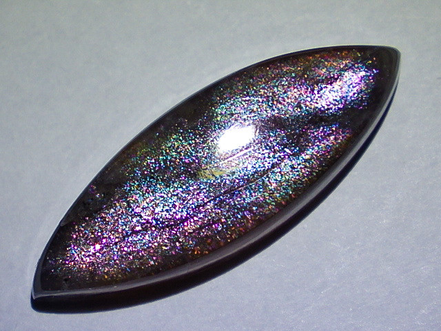 ★レインボーパープルヘイズサンストーン★7.65ct/24.8mm フェルスパー天然石長石マーキーズ裸石ルースカボション