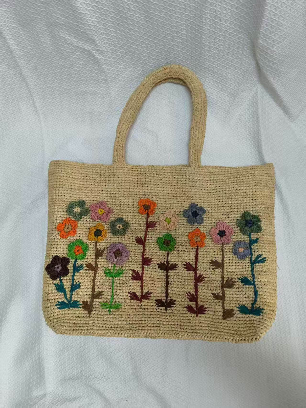 ラフィア手編みバッグ